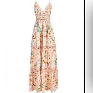 NWT PQ  Maxi Dress Size M/L Peach Floral Lace
Medium / Large